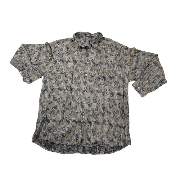 Jhane Barnes Other - JHANE BARNES XL Button Up Shirt Abstract Leaf Print Men's Long‎ Sleeve